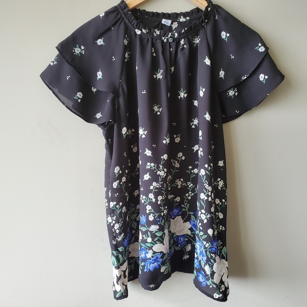OLD NAVY | Floral Print Blouse w/ruched neckline